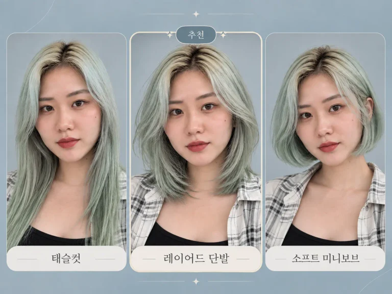 화정미용실  민트염색, 맑고 청량한 파스텔 민트 컬러