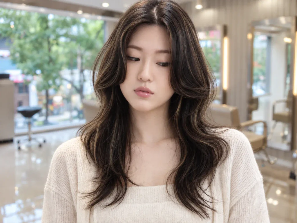 얼굴 옆선에서 시작되는 볼륨과 중간부터 모발 끝까지 이어지는 자연스러운 흐름